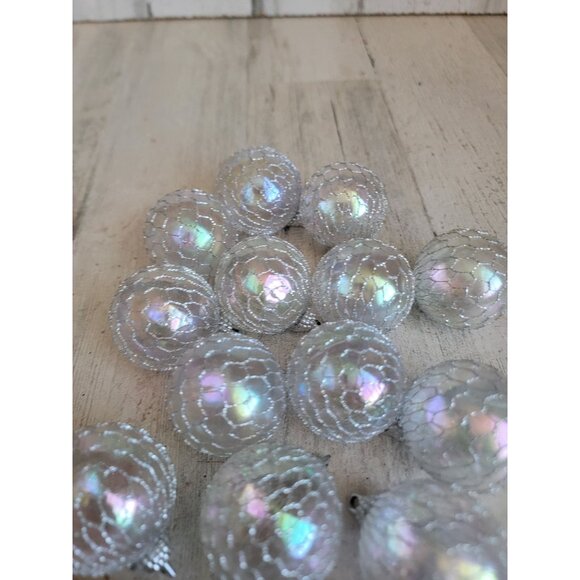 Fish net silver mini ball ornament Xmas set unique decor - Picture 4 of 7